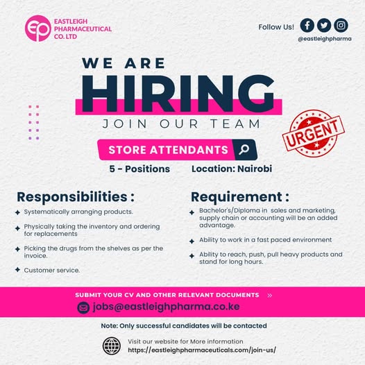 Store Attendants (5 Positions)